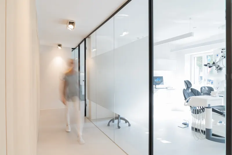 Corridor with view into the treatment rooms